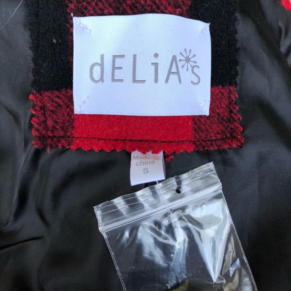 NWOT Delia’s Red & Black Buttoned Checkered Jacket - Picture 5 of 7